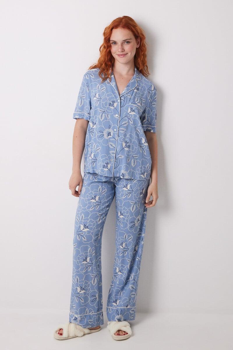 Cortefiel Pijama Camisero Viscosa Flores