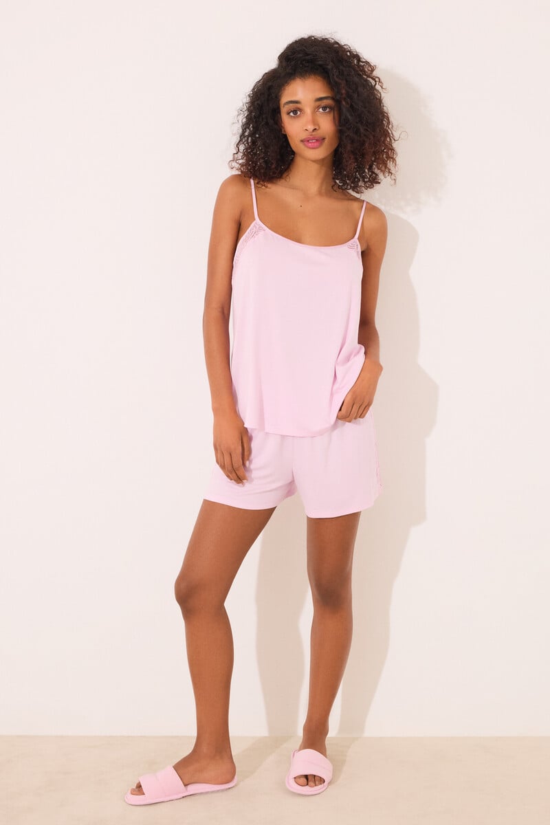 Cortefiel Pijama corto viscosa rosa