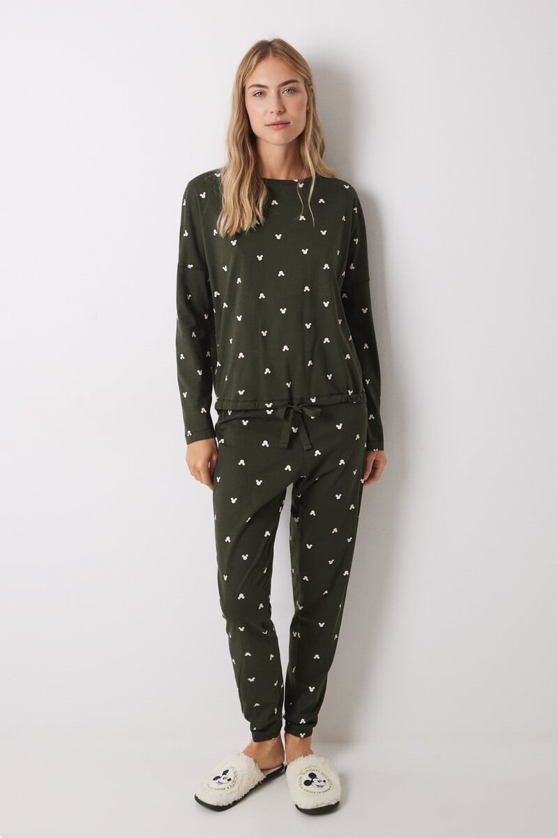 Cortefiel Pijama Largo Algodón Logo Mickey Mouse