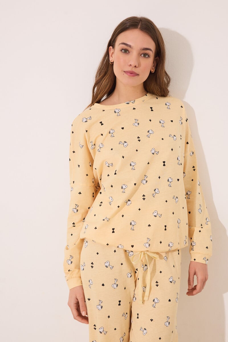 Cortefiel Pijama largo algodón Snoopy amarillo
