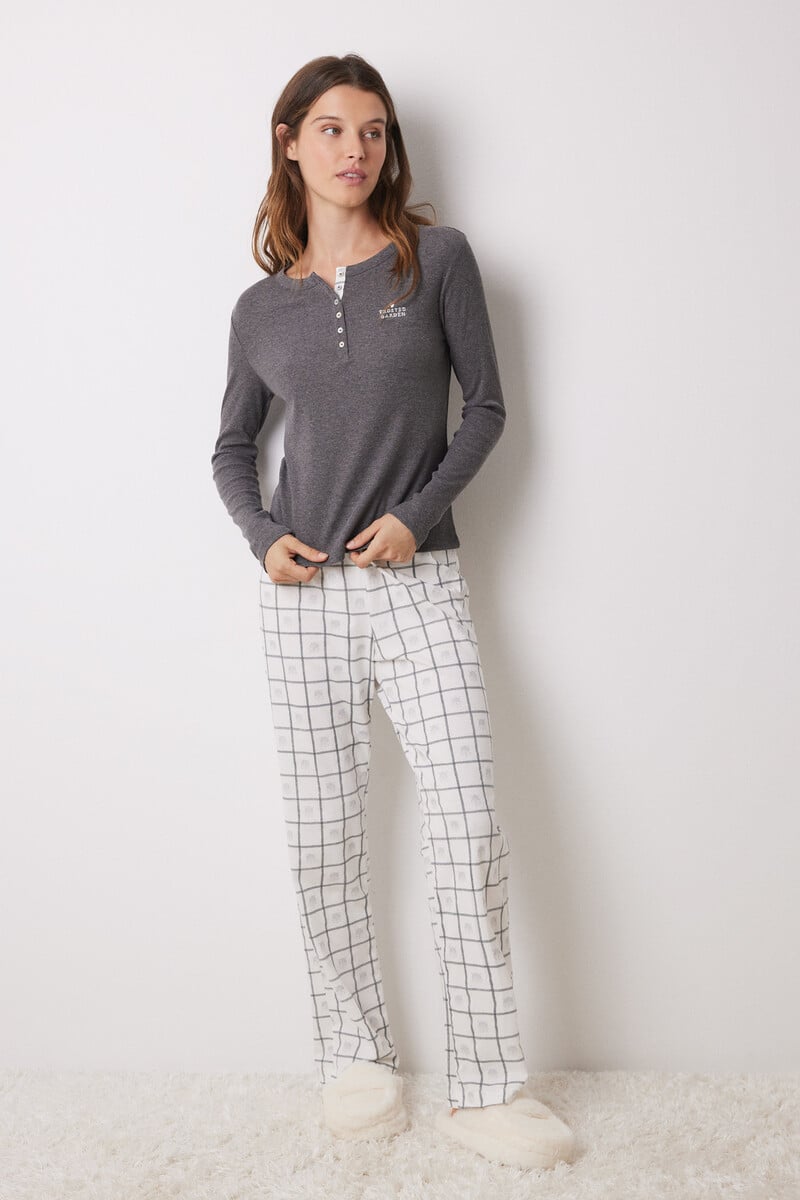 Cortefiel Pijama Largo Cuadros Lurex