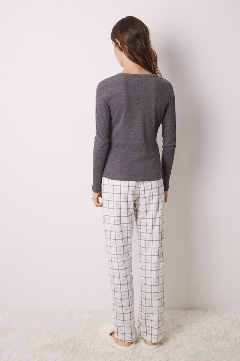 Cortefiel Pijama Largo Cuadros Lurex