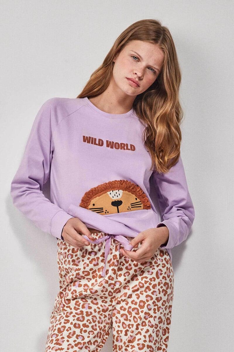 Cortefiel Pijama Largo Estampado Animal Print