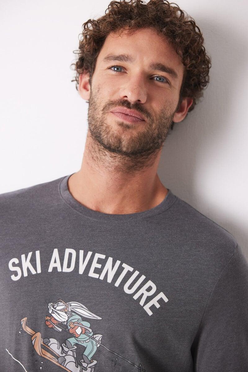 Cortefiel Pijama Largo Hombre 100% Algodón Ski