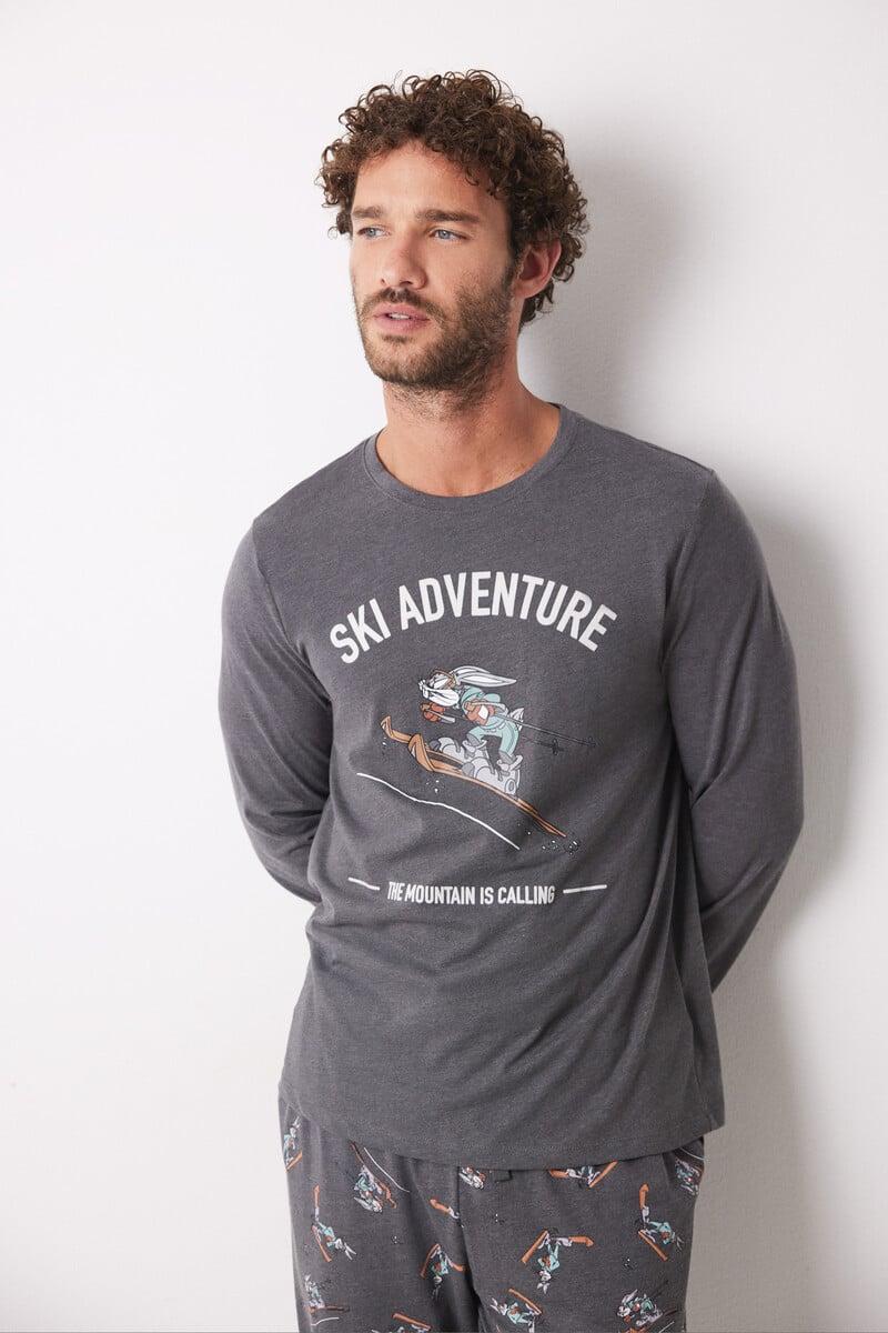 Cortefiel Pijama Largo Hombre 100% Algodón Ski