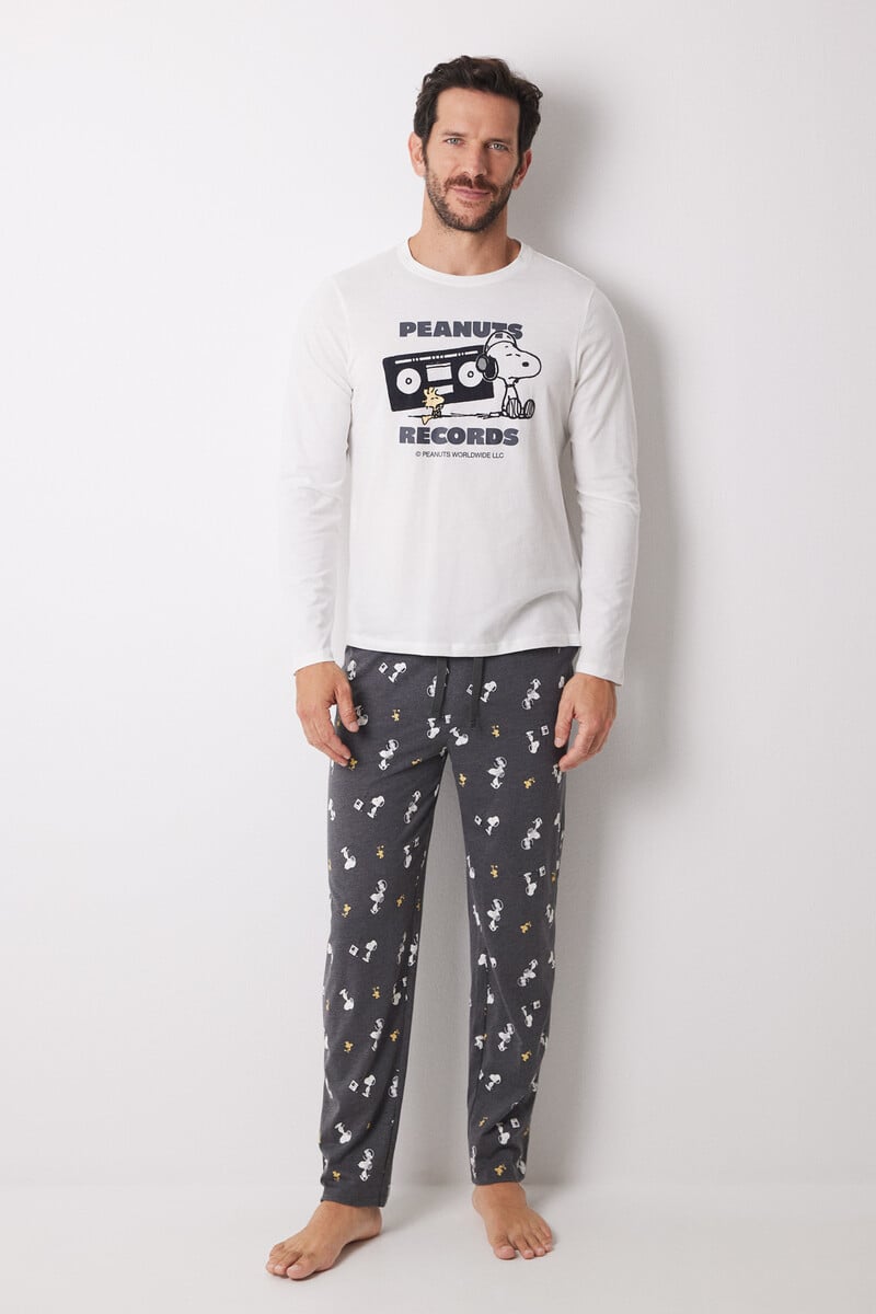 Cortefiel Pijama Largo Hombre 100% Algodón Snoopy