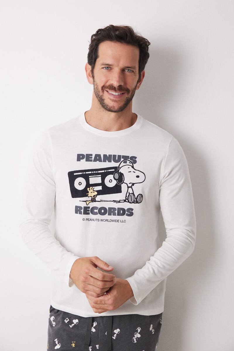 Cortefiel Pijama Largo Hombre 100% Algodón Snoopy