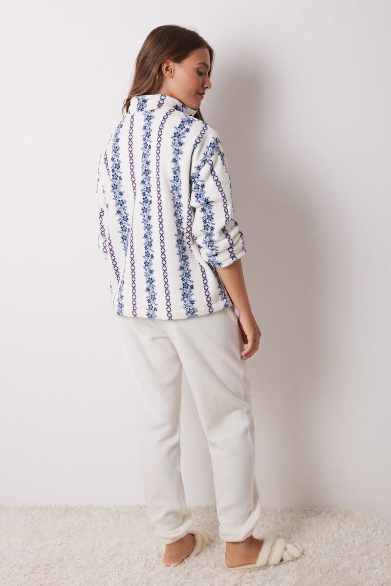 Cortefiel Pijama Largo Polar Flores