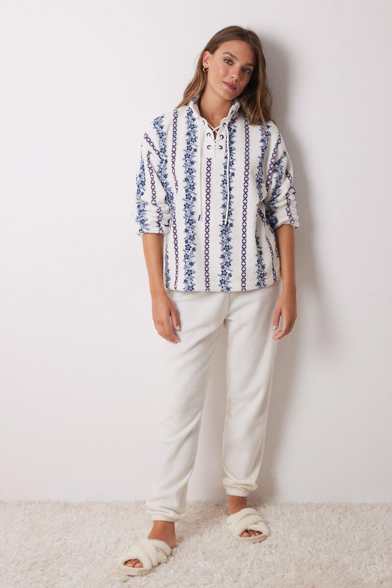 Cortefiel Pijama largo polar flores