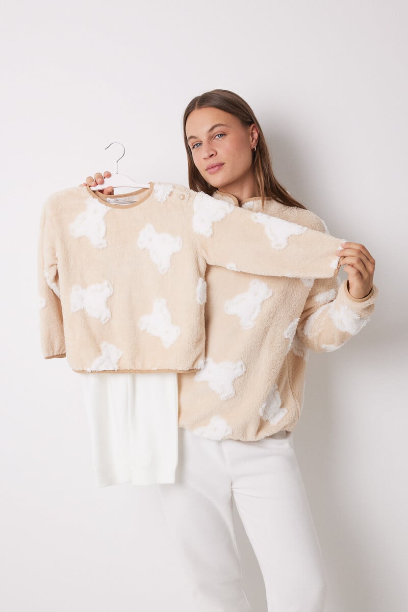 Cortefiel Pijama Largo Polar Ositos Jacquard