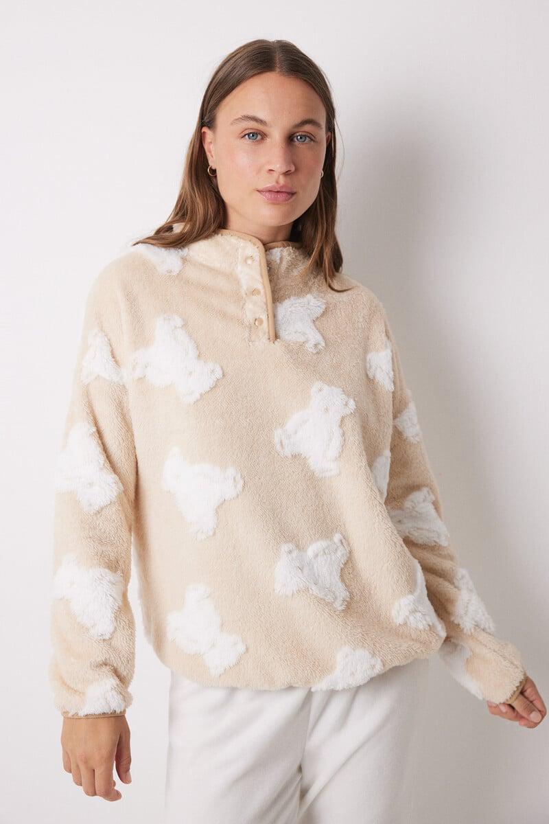 Cortefiel Pijama Largo Polar Ositos Jacquard
