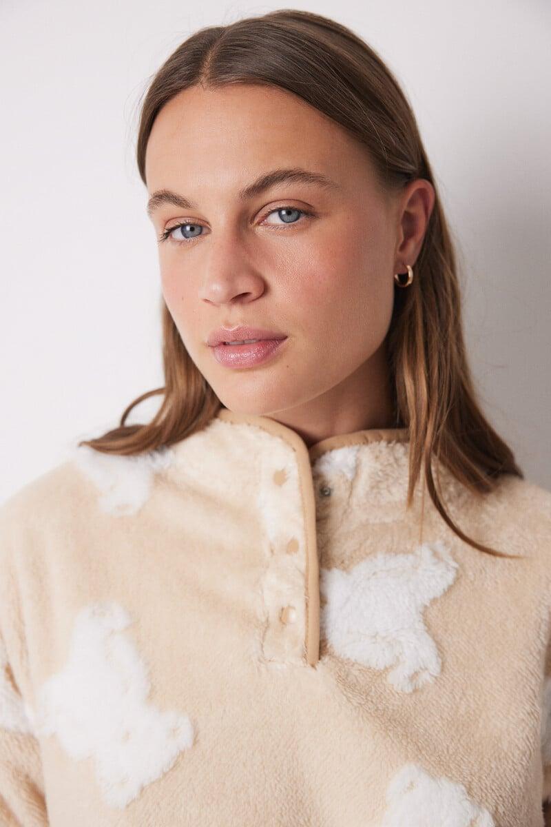 Cortefiel Pijama Largo Polar Ositos Jacquard