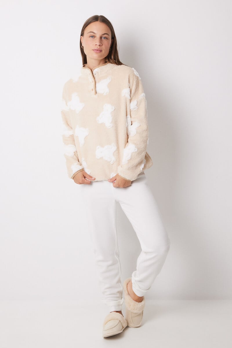 Cortefiel Pijama largo polar ositos jacquard