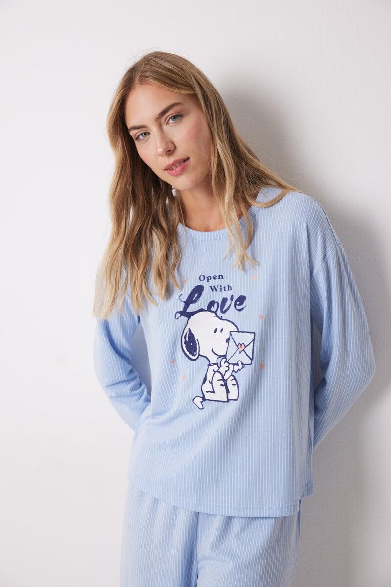 Cortefiel Pijama Largo Textura Acanalada Snoopy