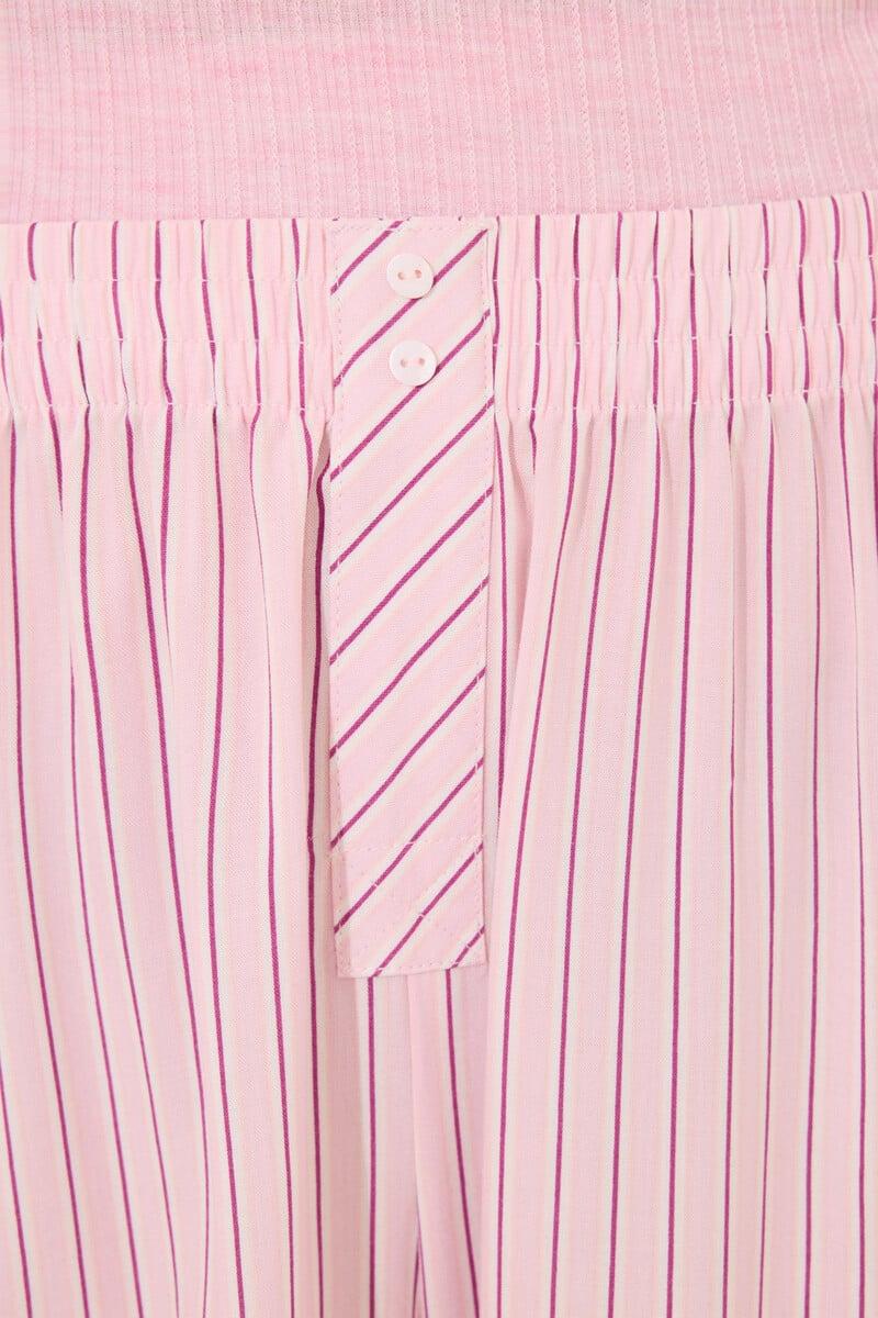 Cortefiel Pijama Largo Viscosa Canalé Rosa Rayas