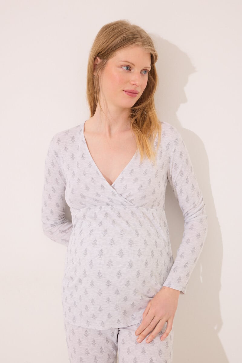 Cortefiel Pijama "maternity" Soft Touch Gris