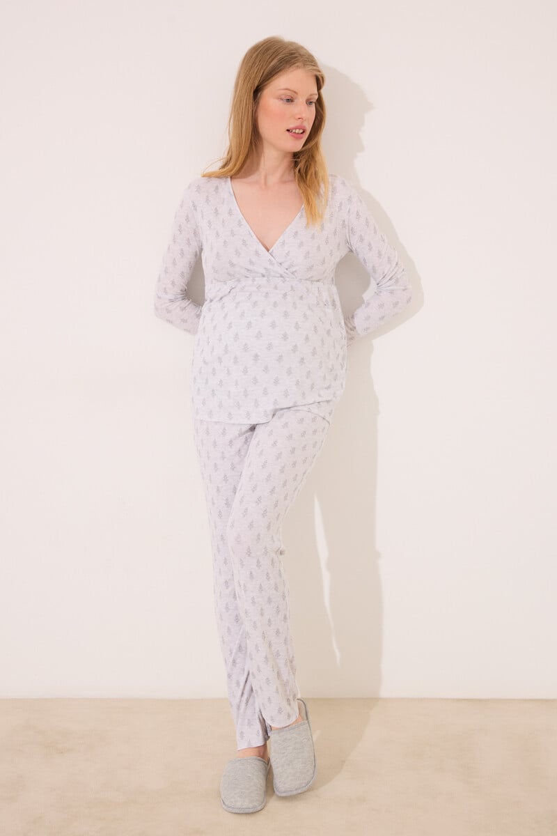 Cortefiel Pijama "maternity" soft touch gris