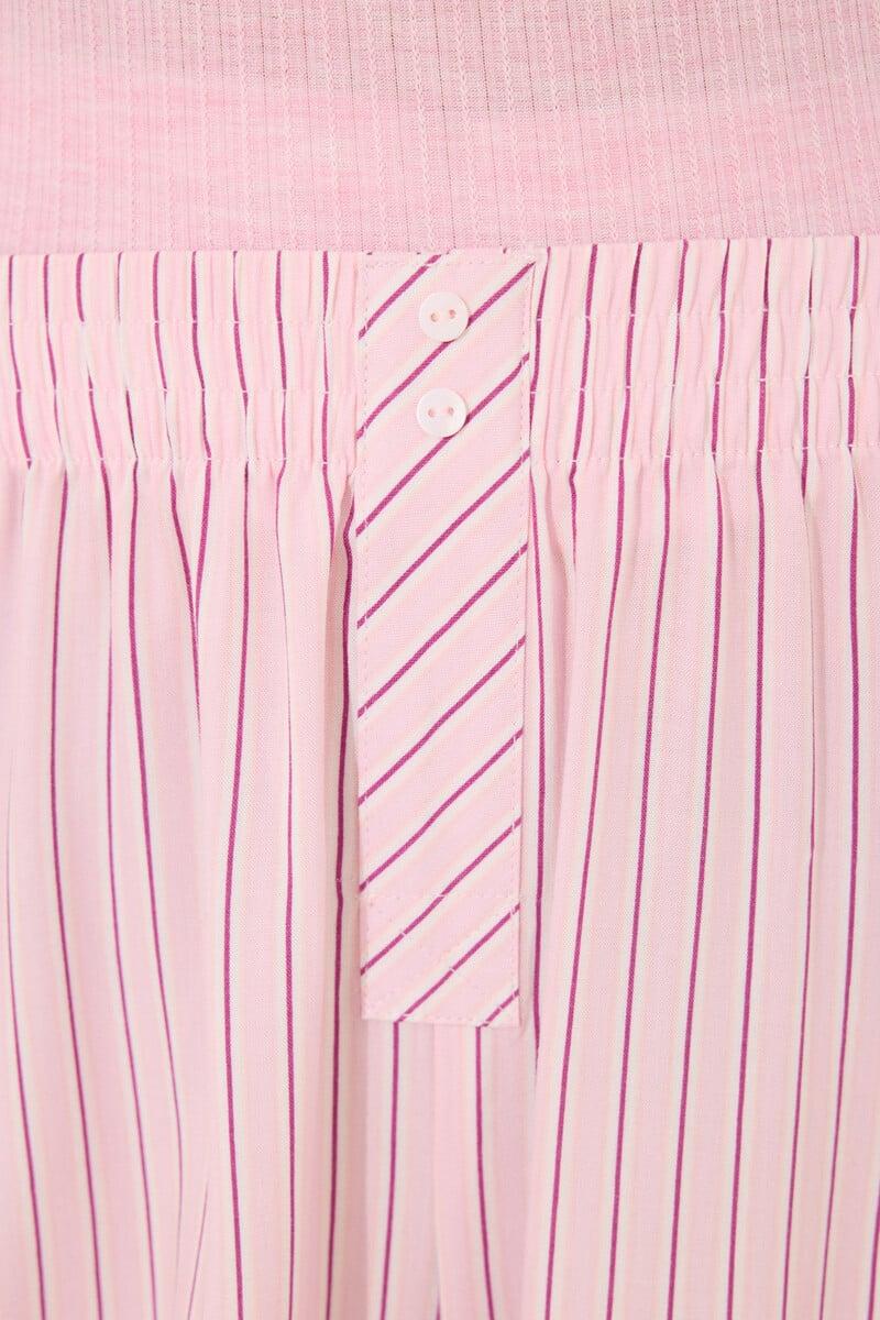 Cortefiel Pijama Viscosa Canalé Rosa Rayas