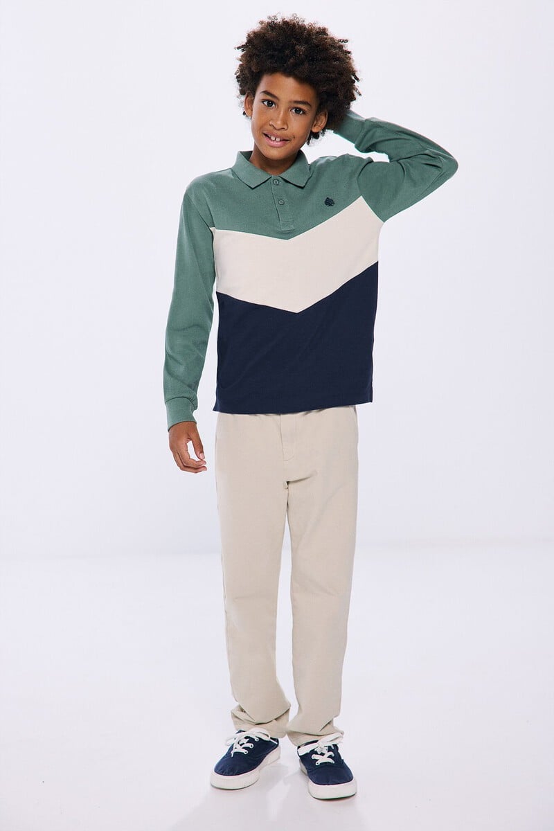 Cortefiel Polo Color Block Manga Larga Niño