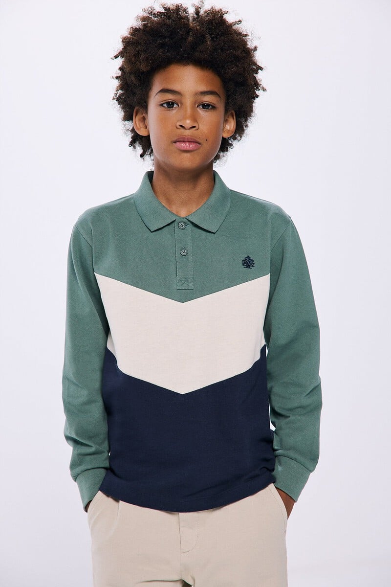Cortefiel Polo Color Block Manga Larga Niño