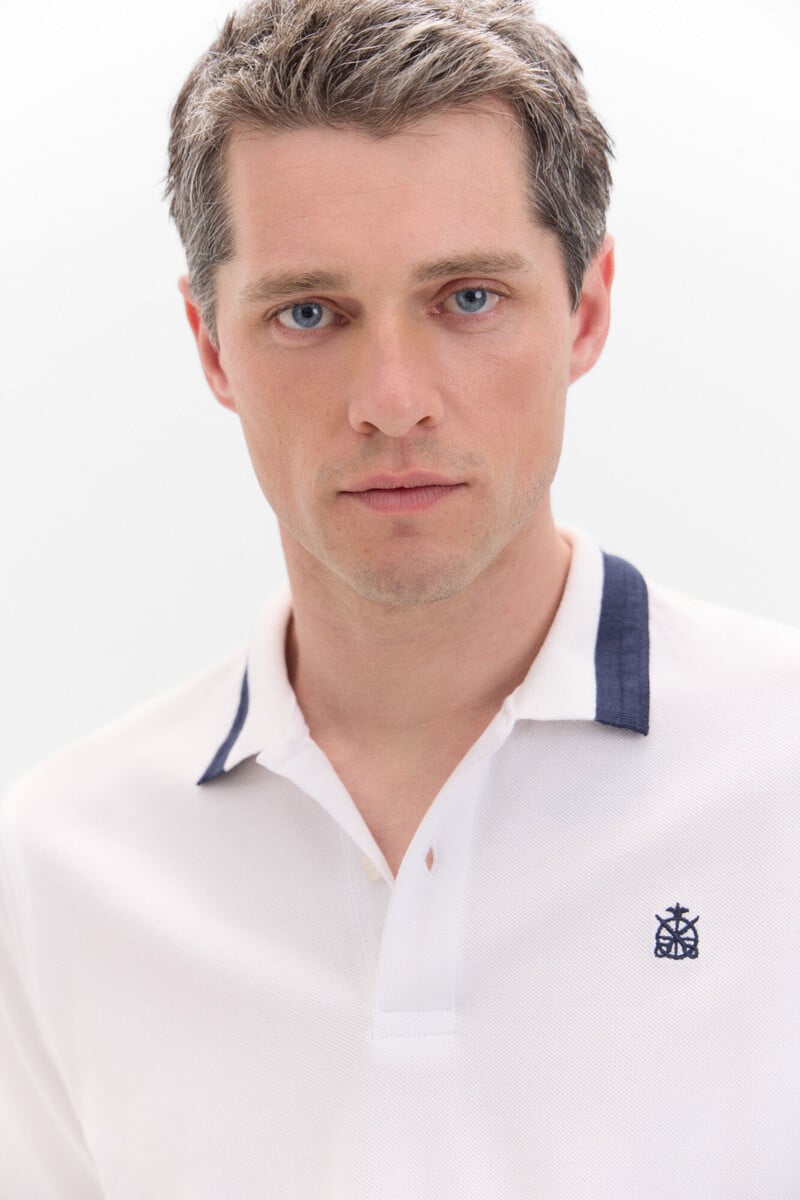 Cortefiel Polo Oxford Liso Cuello Contraste