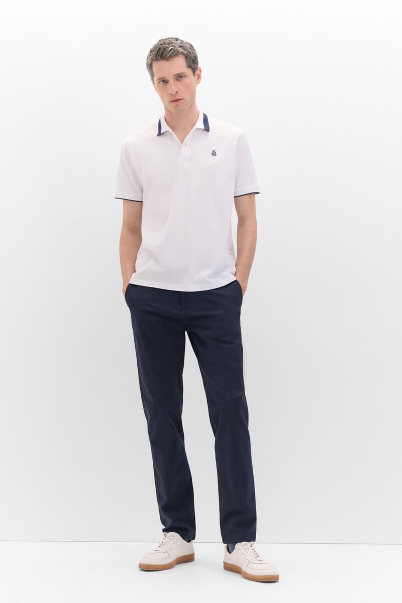 Cortefiel Polo Oxford Liso Cuello Contraste