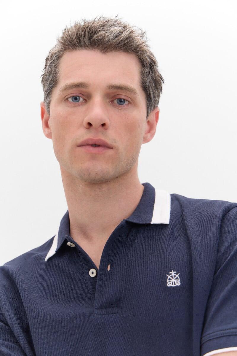 Cortefiel Polo Oxford Liso Cuello Contraste
