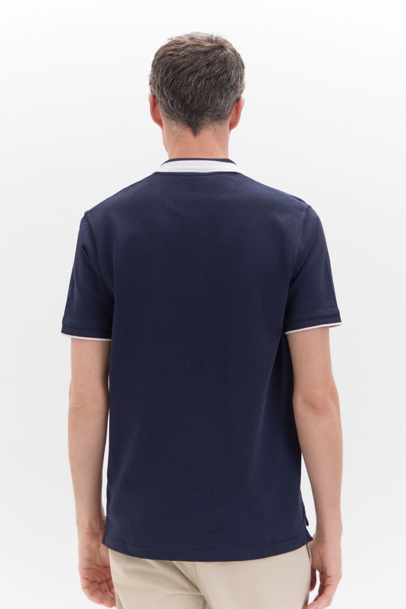 Cortefiel Polo Oxford Liso Cuello Contraste