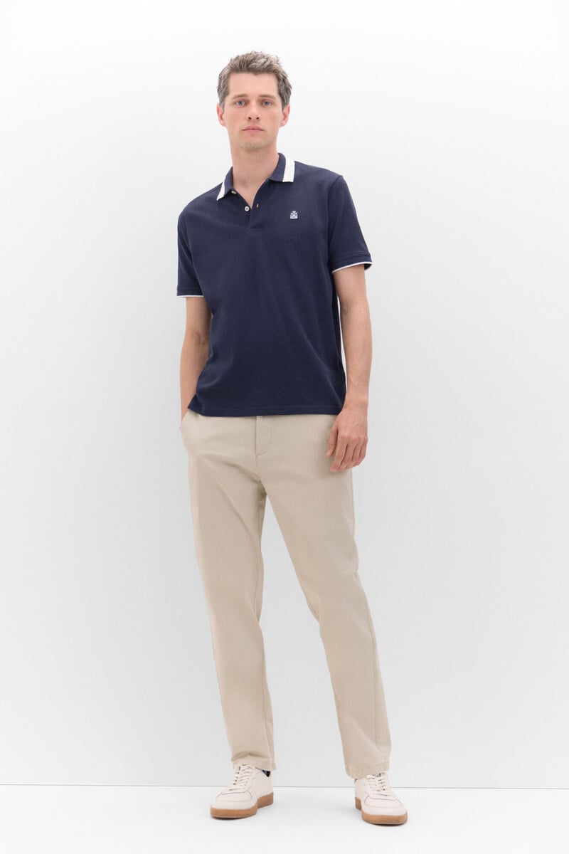Cortefiel Polo Oxford Liso Cuello Contraste