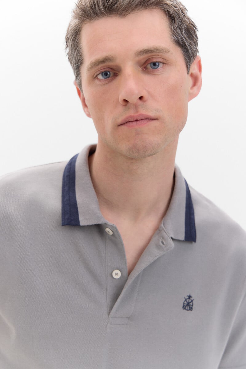 Cortefiel Polo Oxford Liso Cuello Contraste