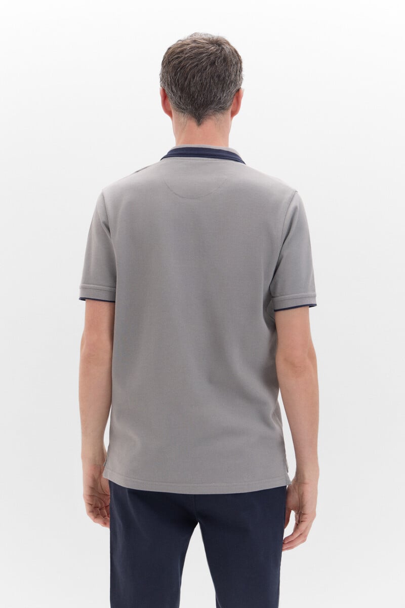 Cortefiel Polo Oxford Liso Cuello Contraste