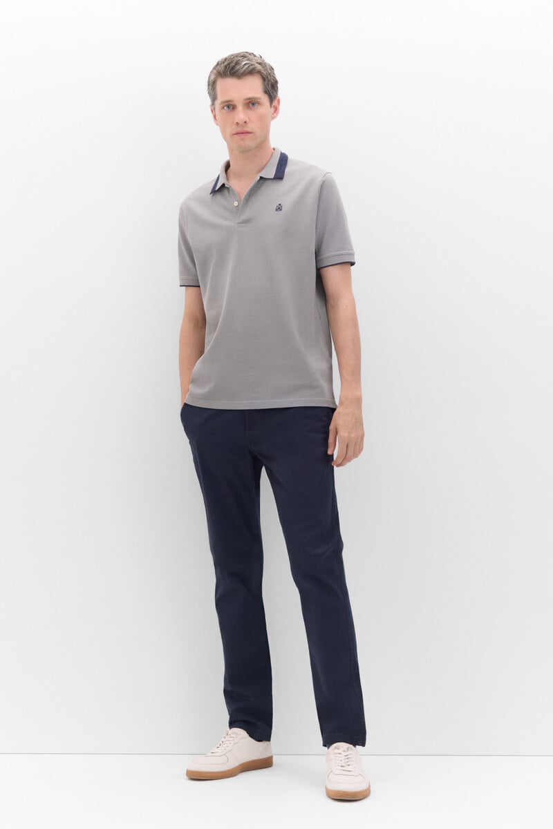 Cortefiel Polo Oxford Liso Cuello Contraste