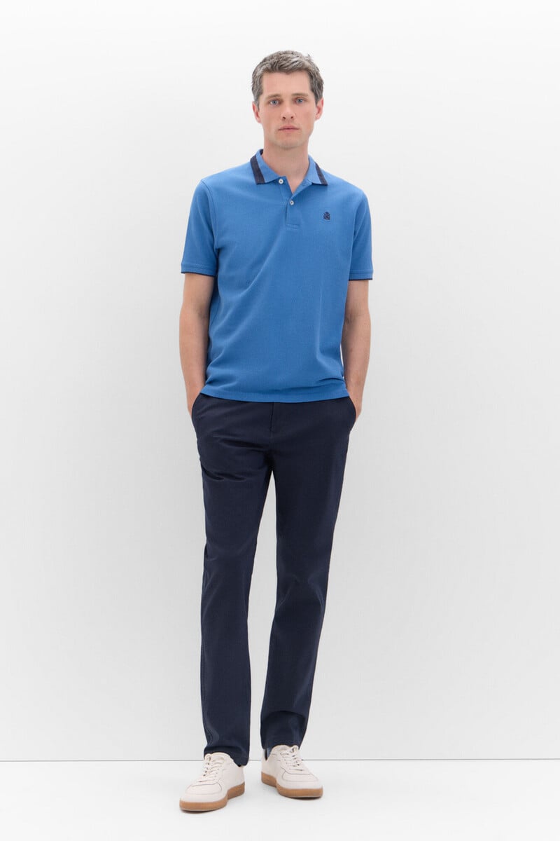 Cortefiel Polo Oxford Liso Cuello Contraste