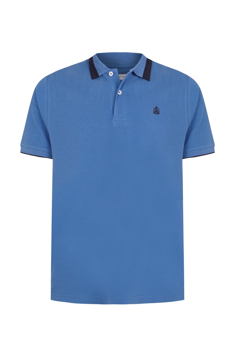 Cortefiel Polo Oxford Liso Cuello Contraste