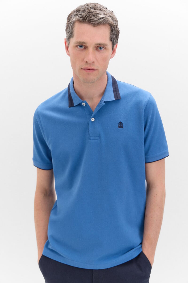 Cortefiel Polo oxford liso cuello contraste