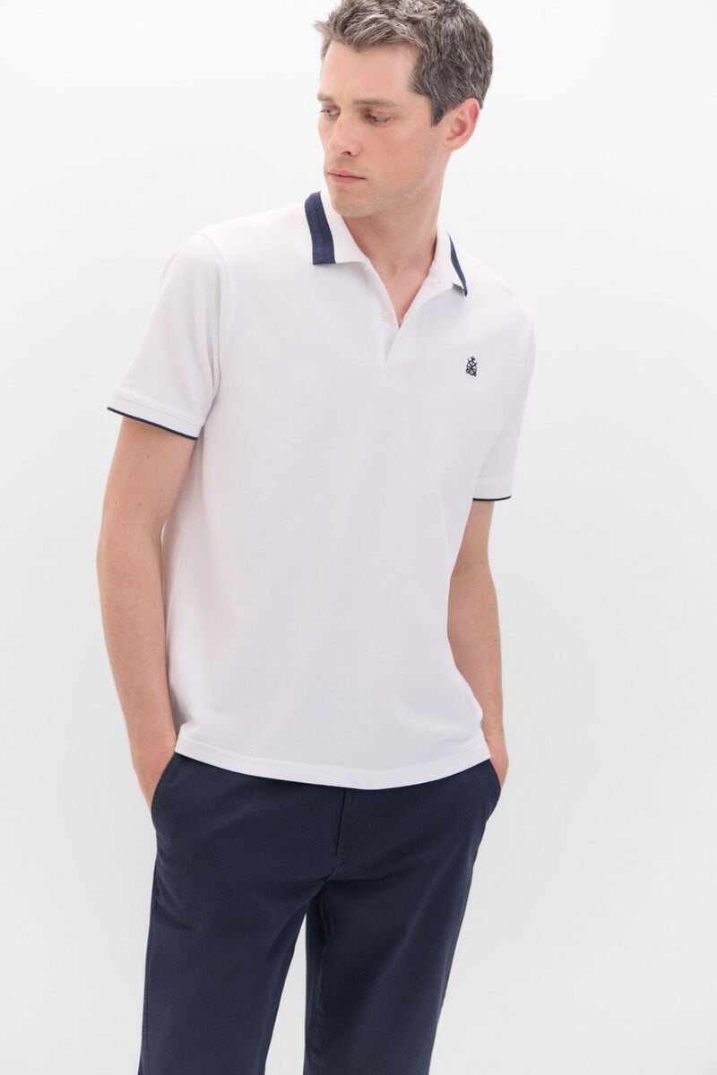Cortefiel Polo oxford liso cuello contraste