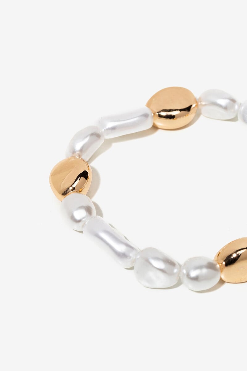 Cortefiel Pulsera Con Cuentas Y Efecto Perla