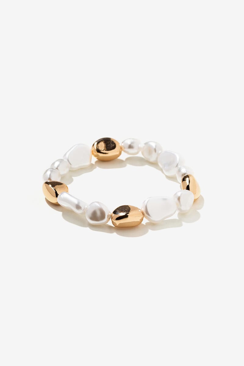 Cortefiel Pulsera con cuentas y efecto perla