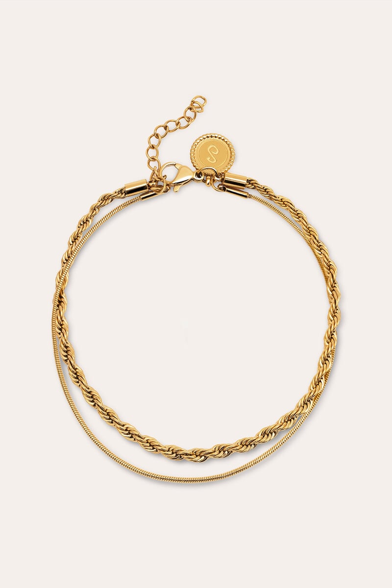 Cortefiel Pulsera Nautic Acero Baño Oro