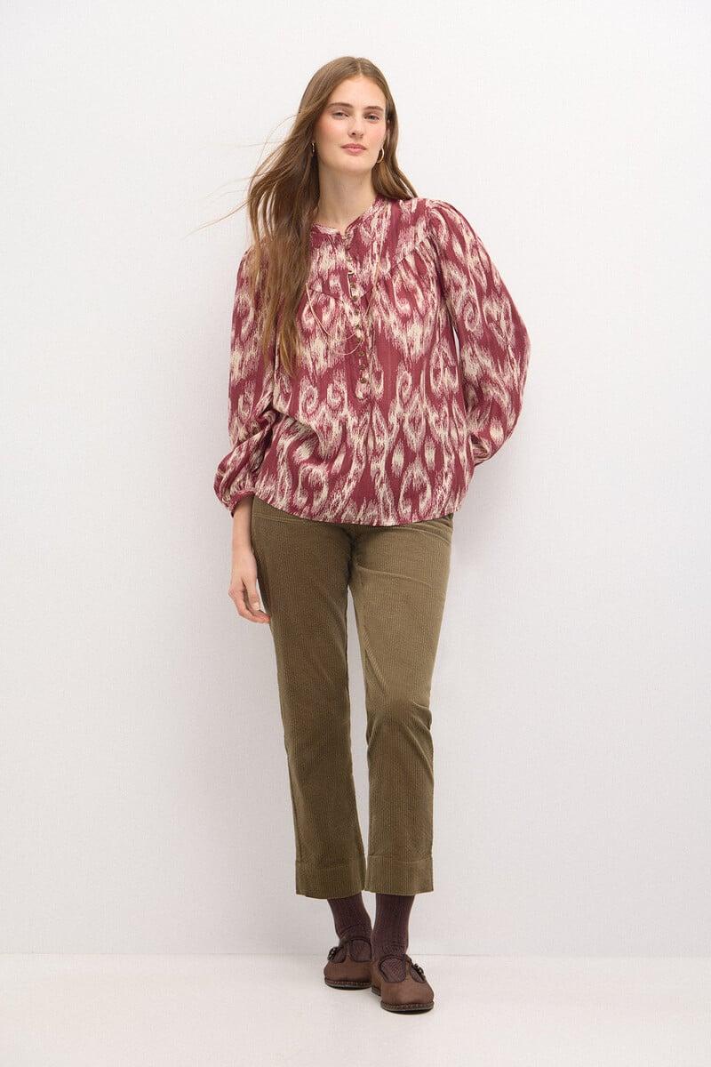 Cortefiel Rosi. Blusa Estampada Hilo Metalizado