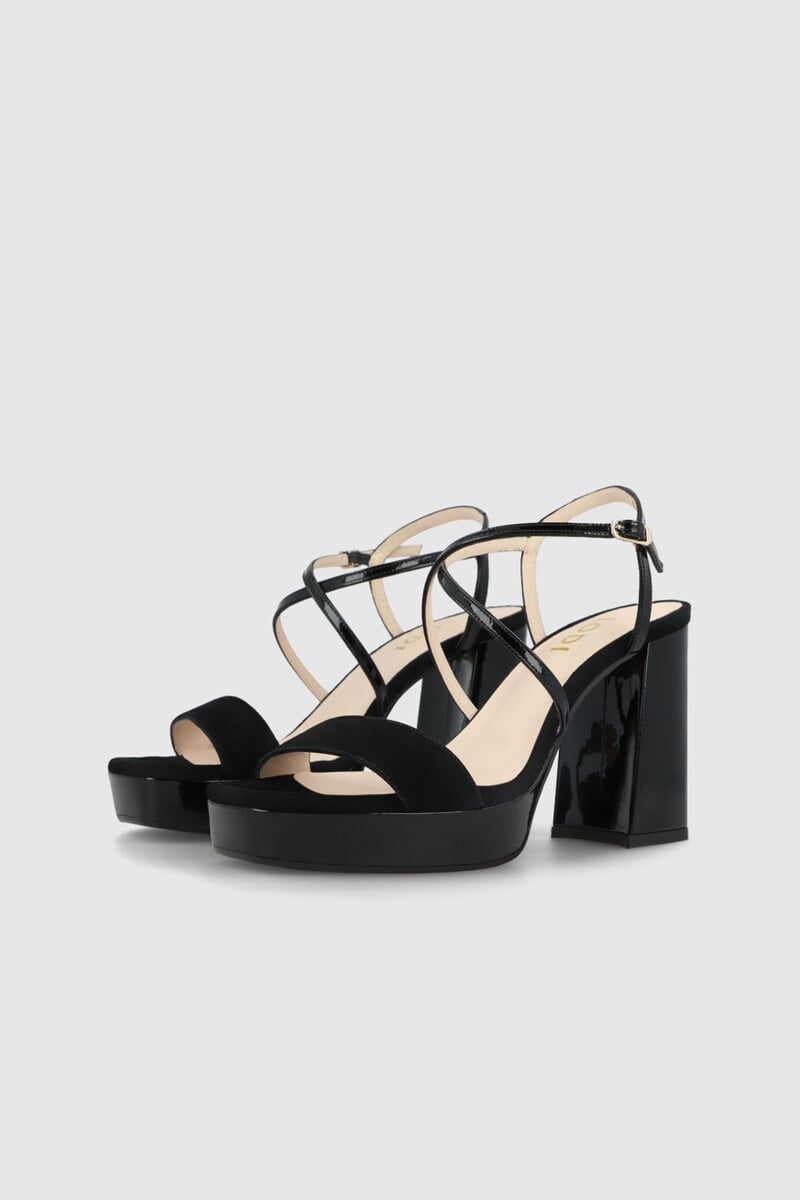Cortefiel Sandalias Con Plataforma En Ante Negro