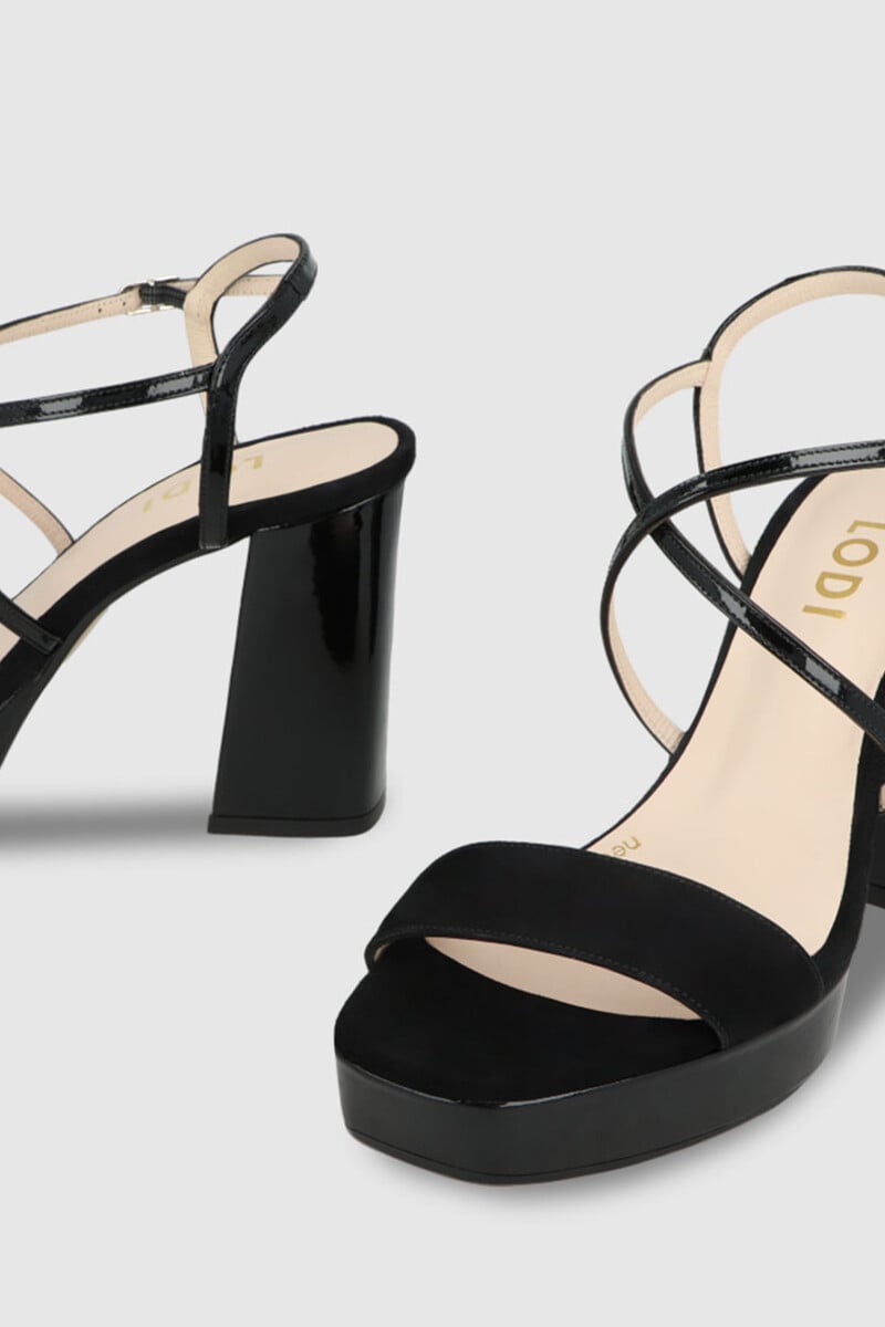 Cortefiel Sandalias Con Plataforma En Ante Negro