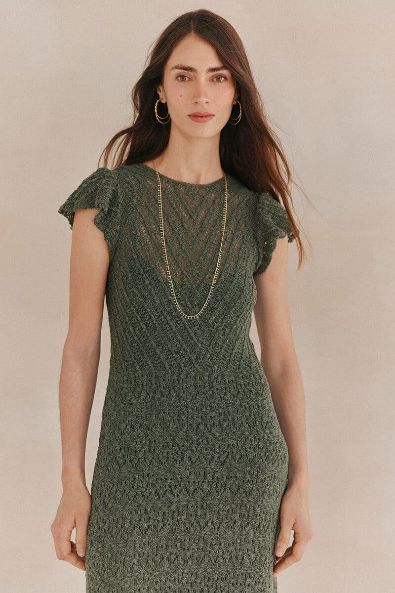 Cortefiel Sella. Vestido Punto Midi