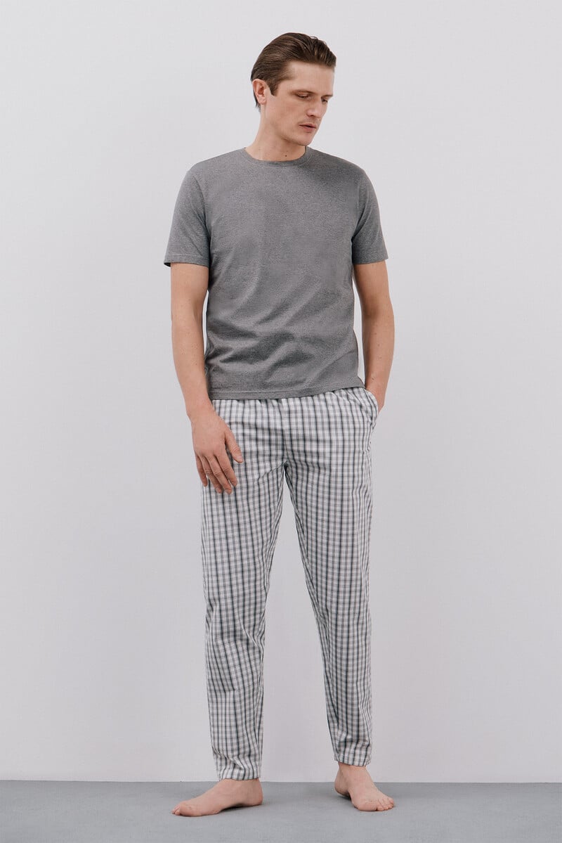 Cortefiel Set de pijama punto y tela