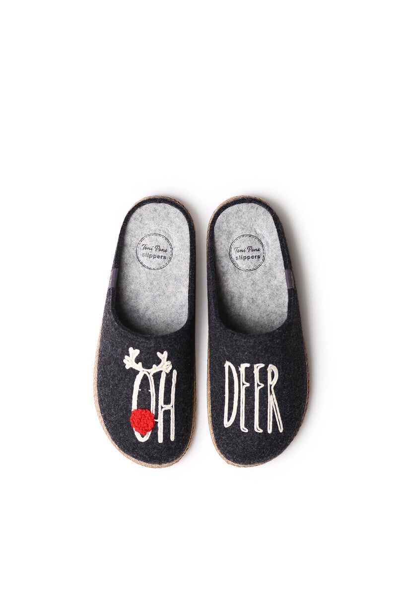 Cortefiel Slippers Para Hombre En Fieltro En Gris