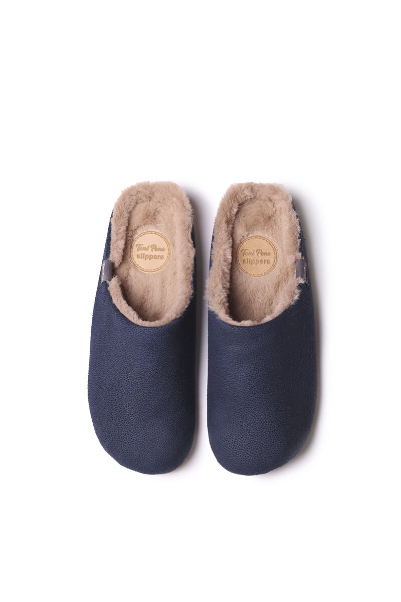 Cortefiel Slippers Para Hombre En Tejido Azul