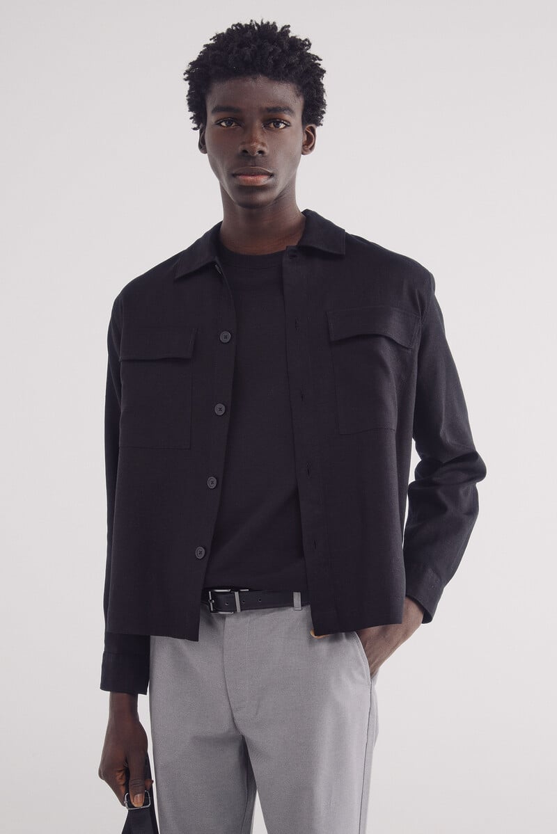 Cortefiel Sobrecamisa lino viscosa