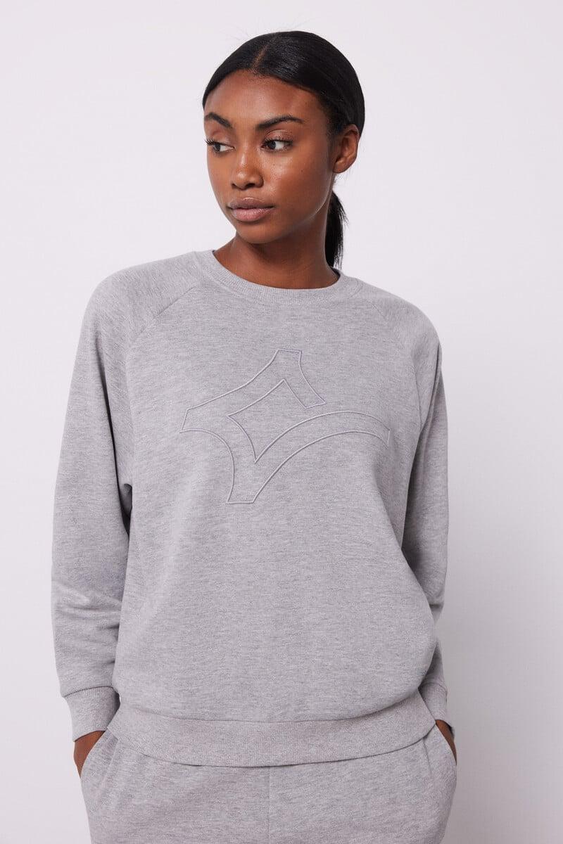 Cortefiel Sudadera Algodón Logo Gris