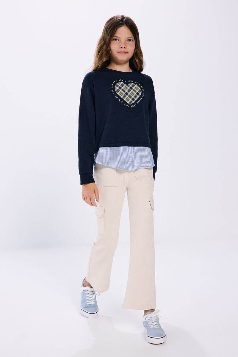 Cortefiel Sudadera Bimateria Niña