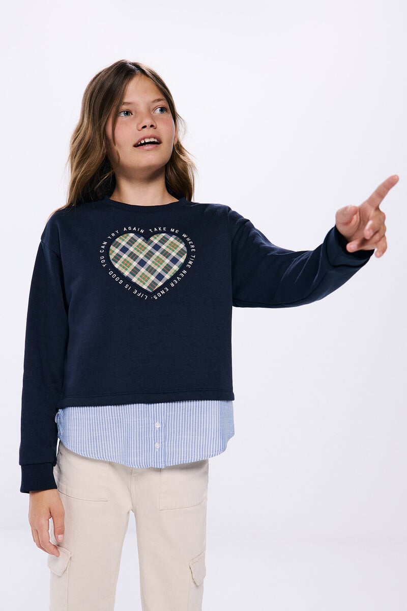 Cortefiel Sudadera bimateria niña